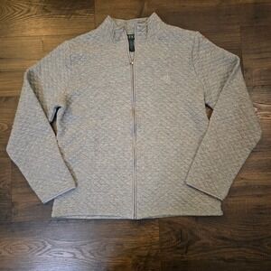 Lauren Ralph Lauren Women Size L Quilted Jacket Gray Fall Preppy